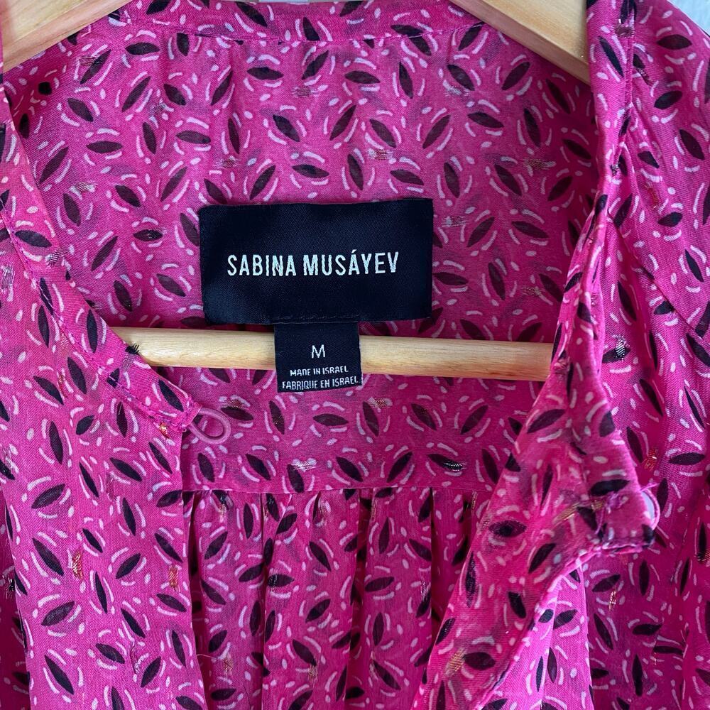 Sabina Musáyev Riviera Pink Tiered Printed Maxi Dress Size M - Picture 12 of 16